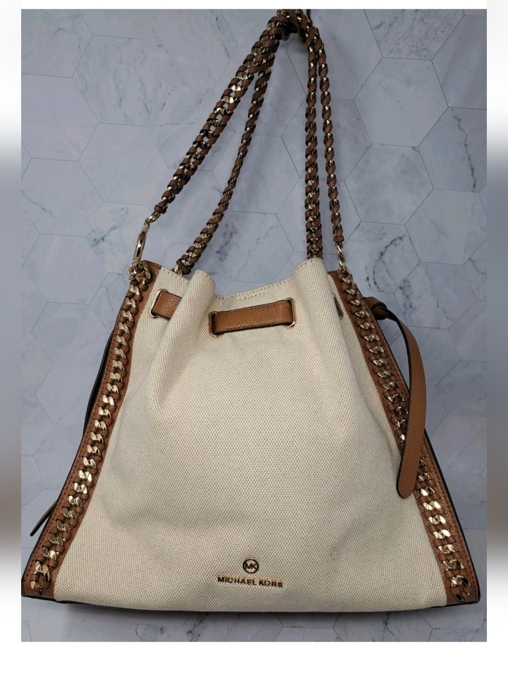 SOLD Michael Kors Mina Shoulder Bag - Canvas & Leather